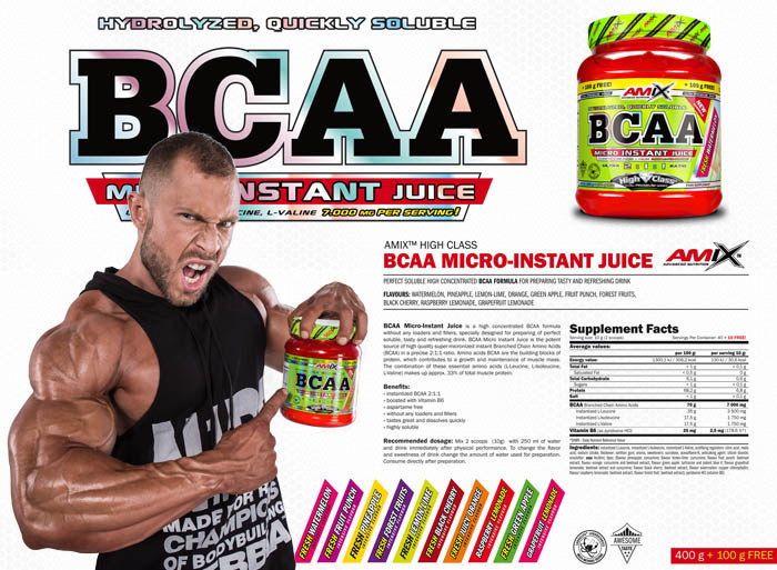 Amix BCAA Micro Instant Juice 400 g + 100 g ZDARMA Fitness007.cz