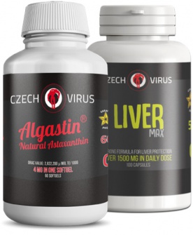 Czech Virus Algastin Natural Astaxanthin 60 kapslí + Liver MAX 100 kapslí VÝHODNÝ BALÍČEK