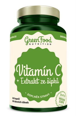GreenFood Vitamín C + Extrakt ze šípků 500mg 60 kapslí