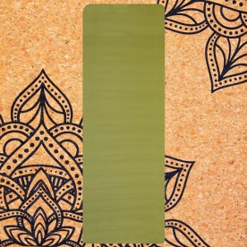 Spokey SAVASANA jóga podložka na cvičení korková 4 mm - zelená s mandalou