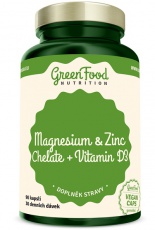 GreenFood Hořčík a Zinek Chelát + Vitamín D3 90 kapslí