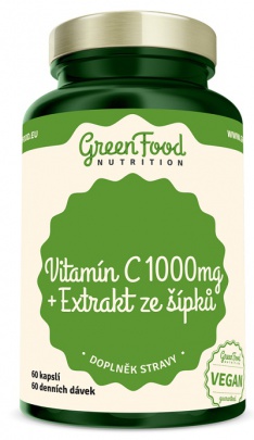 GreenFood Vitamín C + Extrakt ze šípků 1000mg 60 kapslí