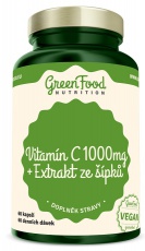 GreenFood Vitamín C + Extrakt ze šípků 1000mg 60 kapslí