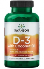 Swanson Vitamín D3 5000 IU s kokosovým olejem 60 kapslí