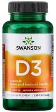 Swanson Vitamín D3 2000 IU 250 kapslí