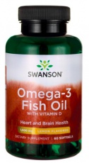 Swanson Omega 3 s vitamínem D 60 kapslí