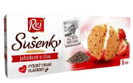 REJ Celozrnné sušenky jahodové s chia 120 g