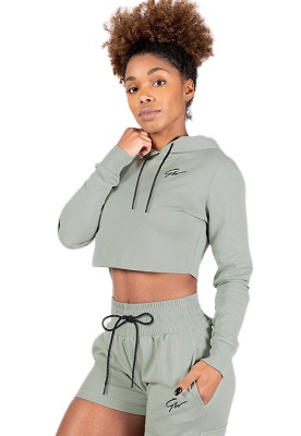 Gorilla Wear Dámský Pixley Crop Top Hoodie Light Green VÝPRODEJ