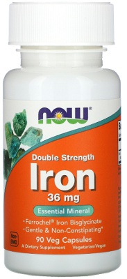 Now Foods Iron Ferrochel (železo chelát) 36 mg 90 kapslí