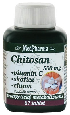 MedPharma Chitosan 500mg + vit.C + skořice + chrom 67 tablet
