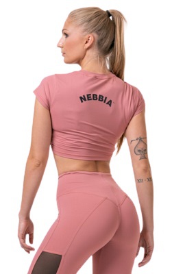 Nebbia Sporty Hero crop top s krátkým rukávem 584 old rose