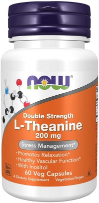 Now Foods L-theanine Double Strength 200 mg 60 kapslí