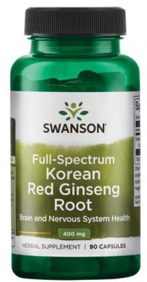 Swanson Full Spectrum Korean Red Ginseng Root (Korejský červený kořen ženšenu) 400 mg 90 kapslí