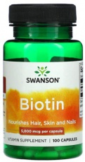Swanson Biotin 5000 mcg 100 kapslí