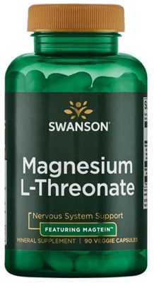 Swanson Magnesium L-Threonate Featuring Magtein 90 kapslí + Swanson Vitamín D3 1000 IU 60 kapslí ZDARMA
