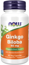 Now Foods Ginkgo Biloba 60 mg 60 kapslí