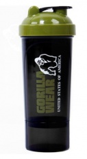 Gorilla Wear Shaker Compact 400+100 ml - Černá/Army zelená