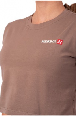 Nebbia Minimalist Logo Nebbia Crop Top 600 hnědý