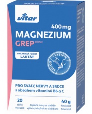 Vitar Magnézium 400 mg 20 sáčků