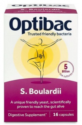 Optibac Saccharomyces Boulardii (Probiotika při průjmu) 16 kapslí