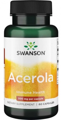 Swanson Acerola (přírodní vitamin C) 500 mg 60 kapslí PROŠLÉ DMT (12/2022)