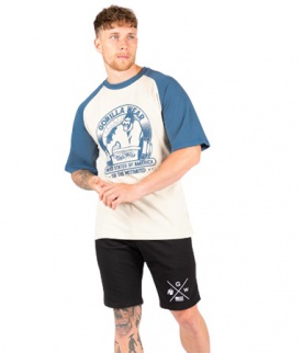 Gorilla Wear Pánské tričko Oversized Logan béžová/modrá