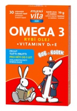 Maxi Vita Kids Omega 3 + vitaminy D a E 30 žvýkacích kapslí