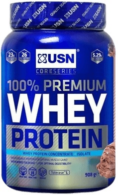 USN 100% Whey Protein Premium 908 g + USN šejkr Mixmaster 750 ml ZDARMA