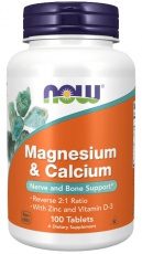 Now Foods Magnesium & Calcium, Vitamín D3 & Zinek 100 tablet