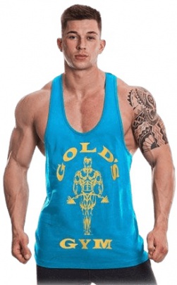 Gold's Gym Pánské tílko Stringer Joe Premium GGVST003 tyrkysová/žlutá