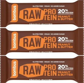 Bombus Raw Protein bar 3 x 50 g - arašídové máslo