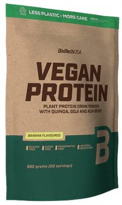 BiotechUSA Vegan Protein 500g - banán VÝPRODEJ (POŠK.OBAL)