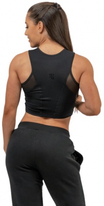Nebbia Intense Dámský Crop top s vysokou podporou Mesh 842 černý