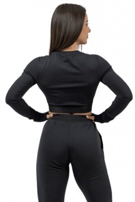 Nebbia Intense Dámský Crop top s dlouhým rukávem 839 černý