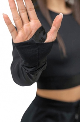Nebbia Intense Dámský Crop top s dlouhým rukávem 839 černý