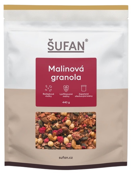 Šufan granola 440 g - malinová