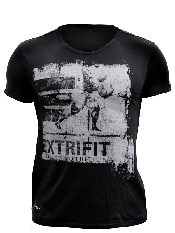 Levně Extrifit Tričko černé LOGO šedé - XL