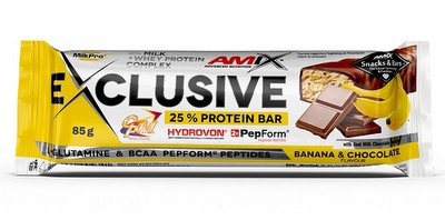 AMIX Exclusive Protein Bar, 85 g Příchuť: Čokoláda/Banán