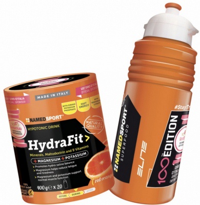 NamedSport Hydra Fit 400 g + bidon elite 100 let Giro - červený pomeranč