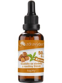 Zdravý den Stevia kapky 50ml - karamel