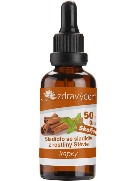 Zdravý den Stevia kapky 50ml - skořice