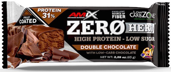 AMIX Zero Hero 31%, proteinová tyčinka, 65 g Příchuť: Dvojitá čokoláda