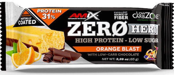 AMIX Zero Hero 31%, proteinová tyčinka, 65 g Příchuť: Pomeranč