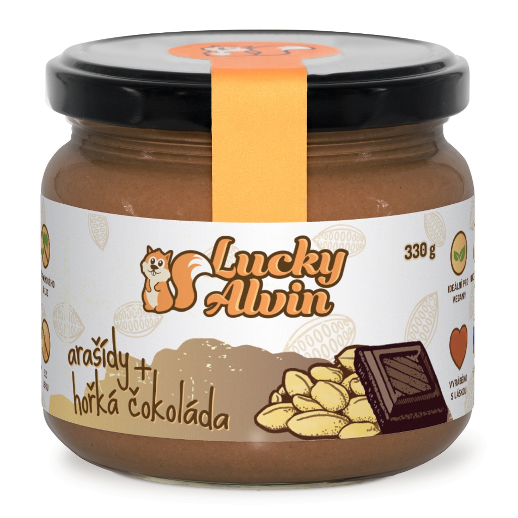 Levně Lucky Alvin Arašídový krém s čokoládou 330 g - hořká čokoláda