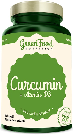 GreenFood Curcumin (Kurkumin) & vitamin D3 60 kapslí