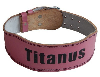 Levně Titánus dámský fitness opasek kožený světle růžová - M