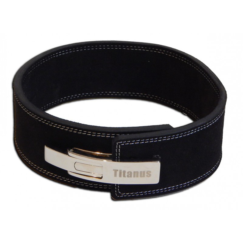 Titánus fitness opasek s gravírovanou pákovou přezkou černý - L