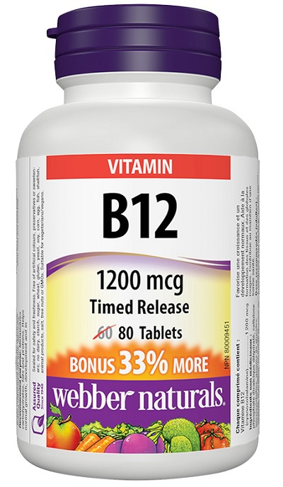 Levně Webber Naturals Vitamin B12 1200 mcg 80 tablet