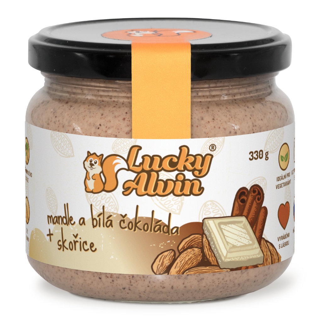 Levně Lucky Alvin Mandle a bílá čokoláda + skořice 330g