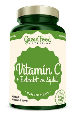 Levně GreenFood Vitamín C + Extrakt ze šípků 500 mg 60 kapslí